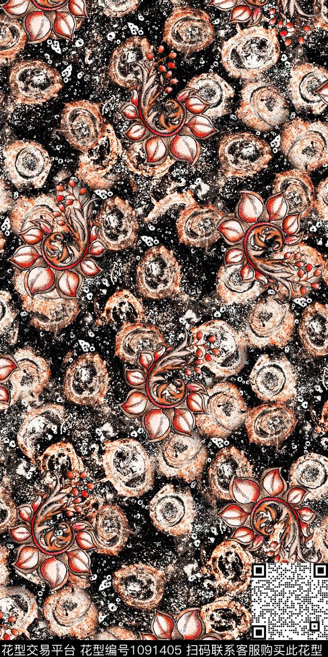 数码华亿平台民族风抽象数码印花华亿平台下载（图片编号: 1091405） - 瓦栏（Walan）