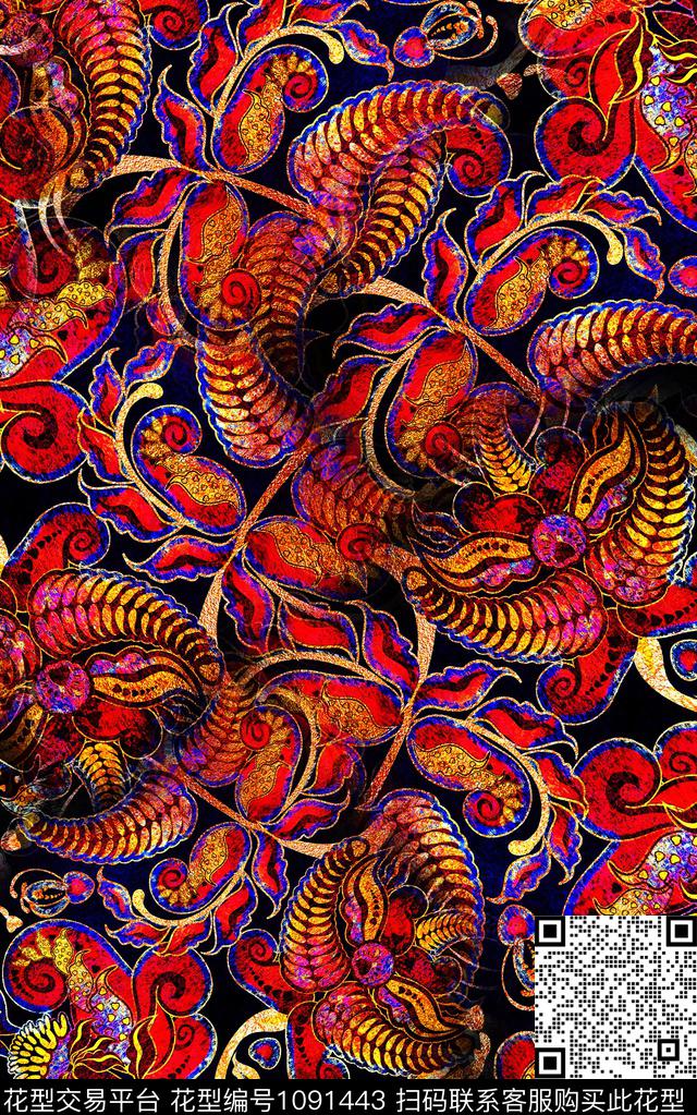 朦胧花卉民族风中老年数码印花华亿平台下载（图片编号: 1091443） - 瓦栏（Walan）