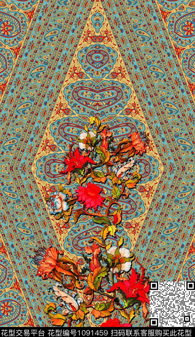 深圳民族风波西米亚数码印花华亿平台下载（图片编号: 1091459） - 瓦栏（Walan）