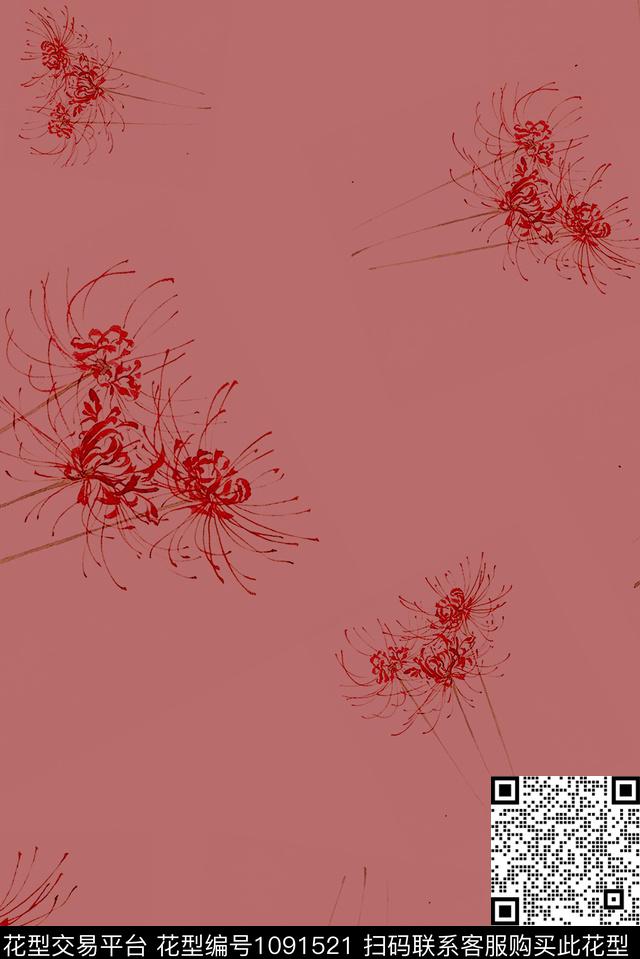 数码华亿平台线条植物数码印花华亿平台下载（图片编号: 1091521） - 瓦栏（Walan）