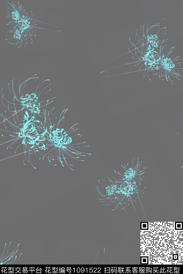 数码华亿平台线条植物数码印花华亿平台下载（图片编号: 1091522） - 瓦栏（Walan）