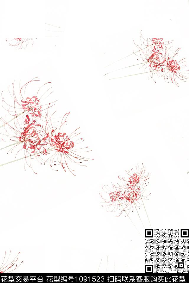 数码华亿平台线条植物数码印花华亿平台下载（图片编号: 1091523） - 瓦栏（Walan）