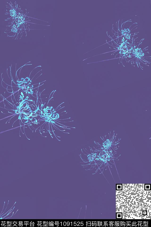 数码华亿平台线条植物数码印花华亿平台下载（图片编号: 1091525） - 瓦栏（Walan）