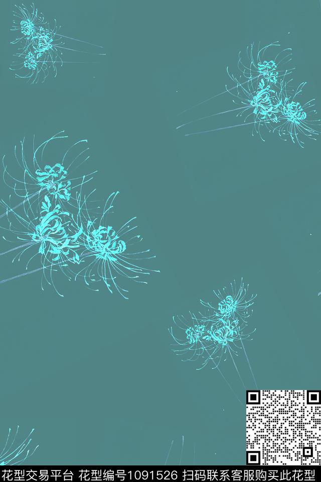 数码华亿平台线条植物数码印花华亿平台下载（图片编号: 1091526） - 瓦栏（Walan）