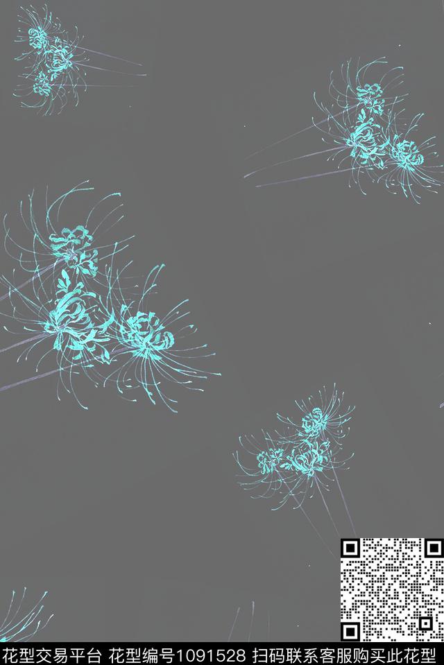 数码华亿平台线条植物数码印花华亿平台下载（图片编号: 1091528） - 瓦栏（Walan）