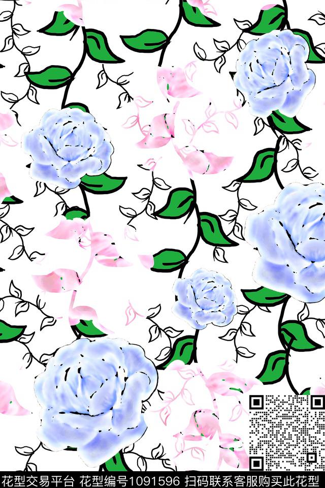 大花数码华亿平台抽象数码印花华亿平台下载（图片编号: 1091596） - 瓦栏（Walan）