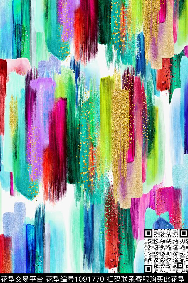 条纹抽象笔触数码印花华亿平台下载（图片编号: 1091770） - 瓦栏（Walan）