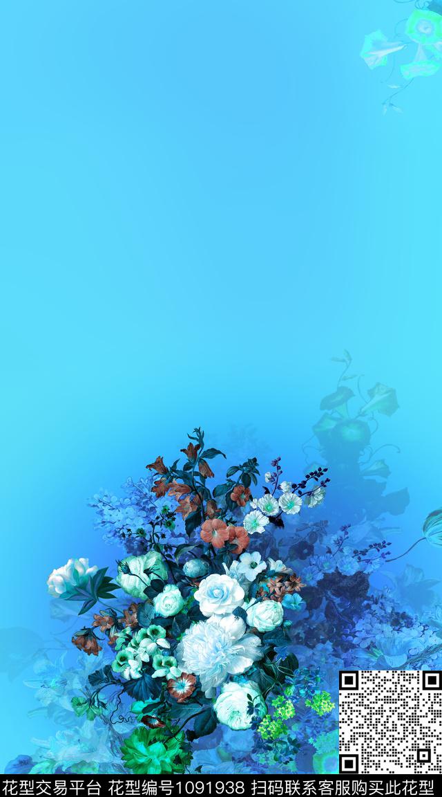 定位花雪纺油画华亿平台数码印花华亿平台下载（图片编号: 1091938） - 瓦栏（Walan）