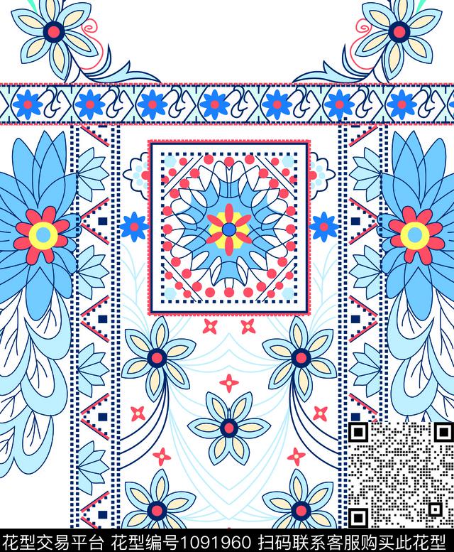 民族风线条花纹女装数码印花华亿平台下载（图片编号: 1091960） - 瓦栏（Walan）