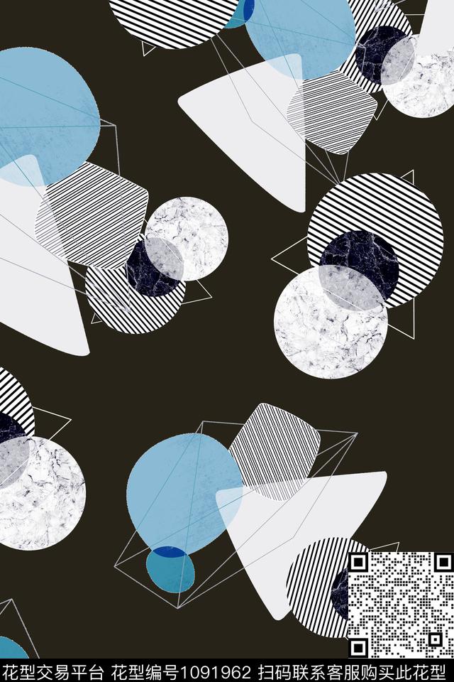 休闲女装几何数码印花华亿平台下载（图片编号: 1091962） - 瓦栏（Walan）