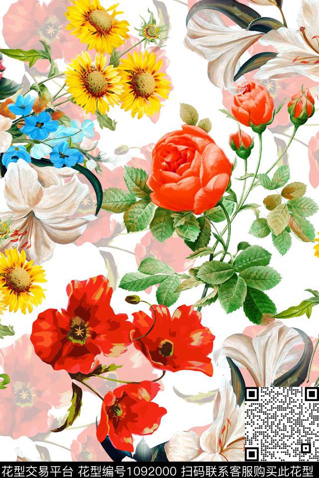 数码华亿平台植物花卉数码印花华亿平台下载（图片编号: 1092000） - 瓦栏（Walan）