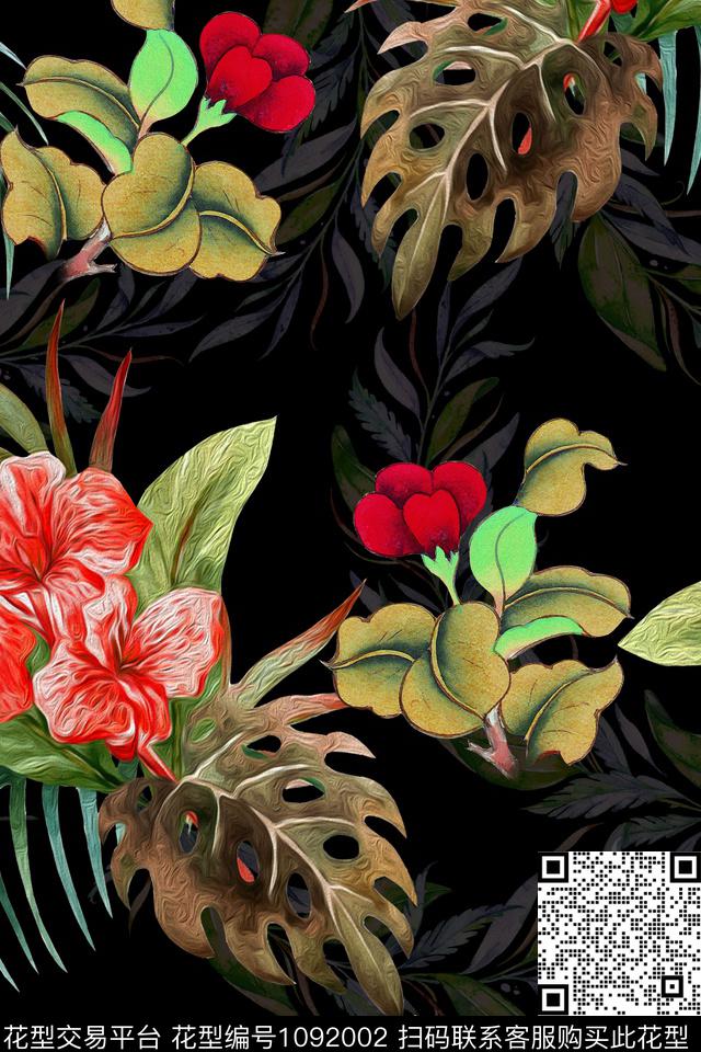 数码华亿平台植物花卉数码印花华亿平台下载（图片编号: 1092002） - 瓦栏（Walan）