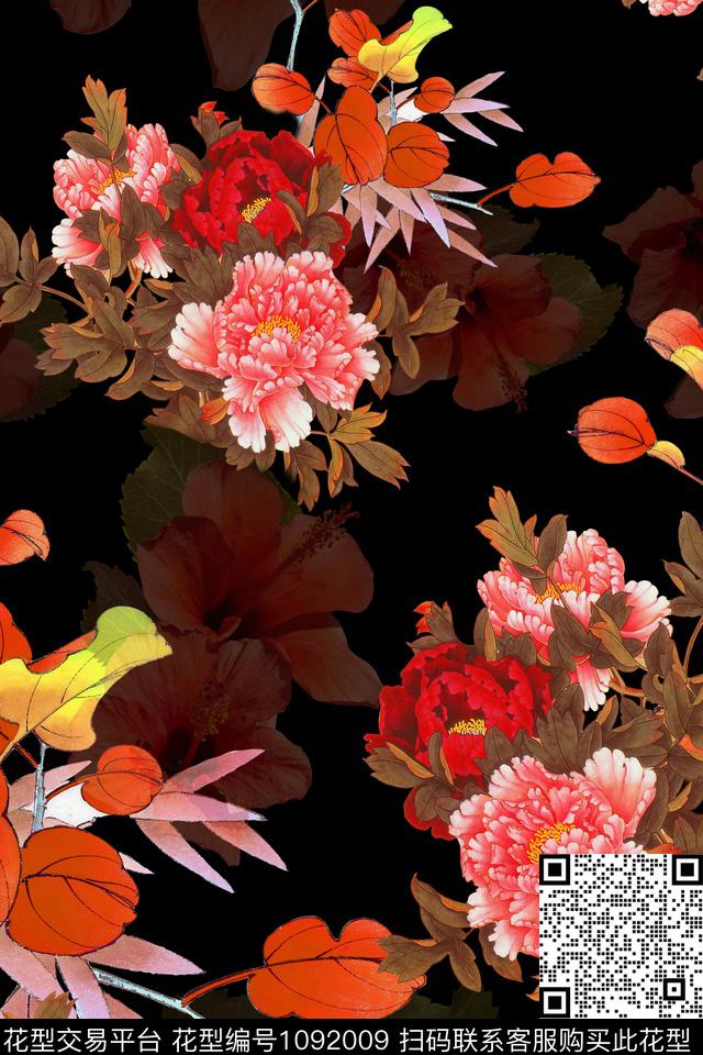 数码华亿平台植物花卉数码印花华亿平台下载（图片编号: 1092009） - 瓦栏（Walan）
