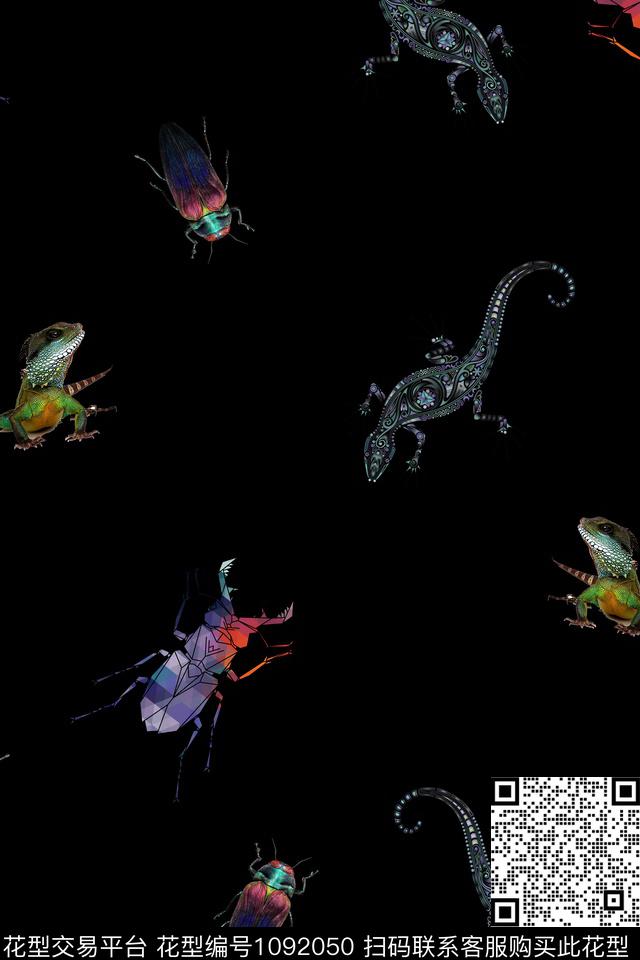 数码华亿平台蜥蜴甲虫数码印花华亿平台下载（图片编号: 1092050） - 瓦栏（Walan）