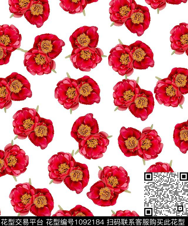 创意彩底花卉花卉数码印花华亿平台下载（图片编号: 1092184） - 瓦栏（Walan）