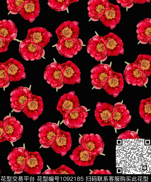 创意彩底花卉花卉数码印花华亿平台下载（图片编号: 1092185） - 瓦栏（Walan）