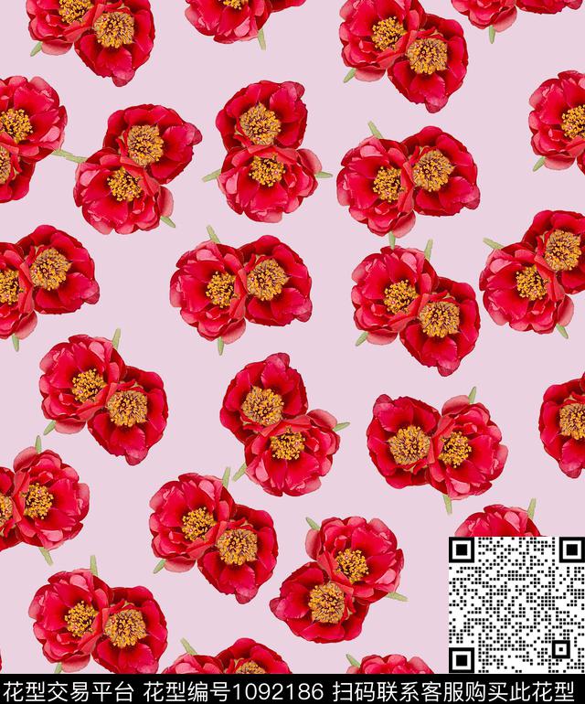 创意彩底花卉花卉数码印花华亿平台下载（图片编号: 1092186） - 瓦栏（Walan）