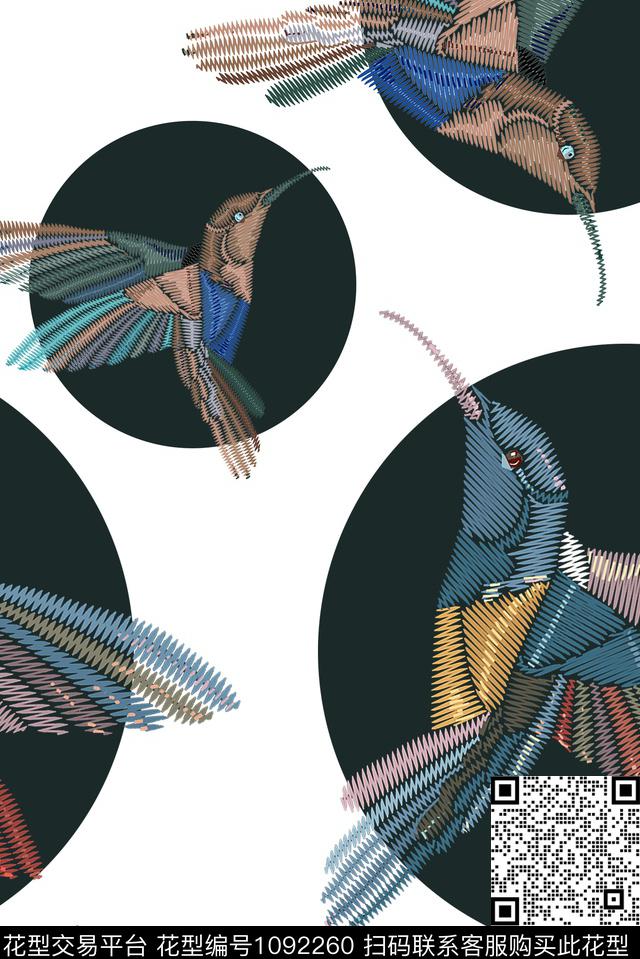 数码华亿平台鸟/昆虫几何数码印花华亿平台下载（图片编号: 1092260） - 瓦栏（Walan）