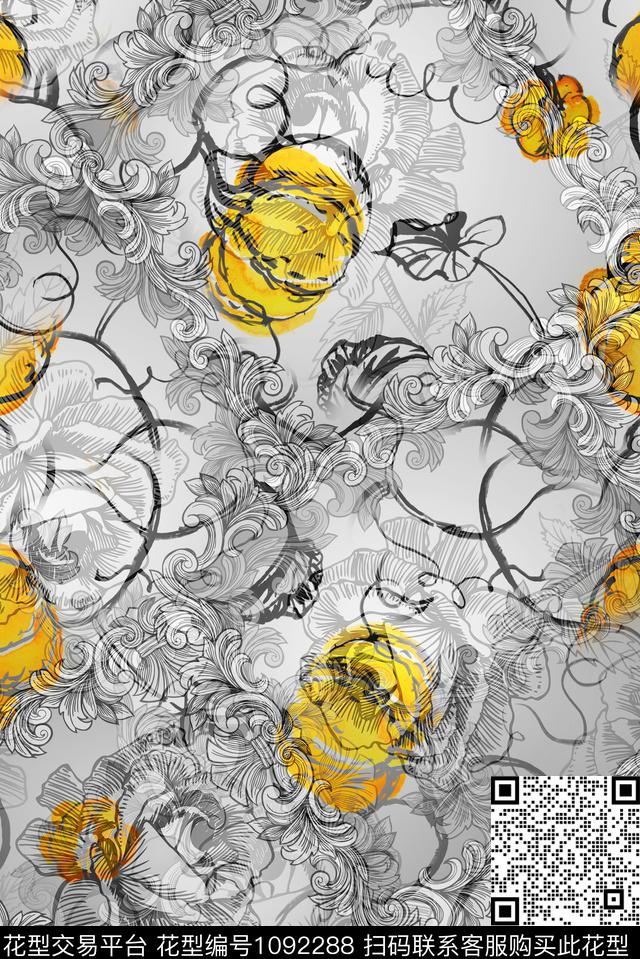 数码华亿平台定位花花卉传统印花华亿平台下载（图片编号: 1092288） - 瓦栏（Walan）