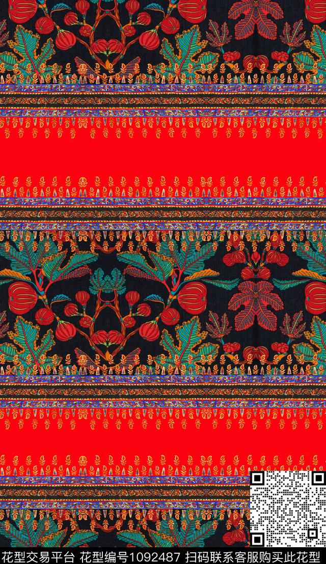 深圳民族风波西米亚数码印花华亿平台下载（图片编号: 1092487） - 瓦栏（Walan）