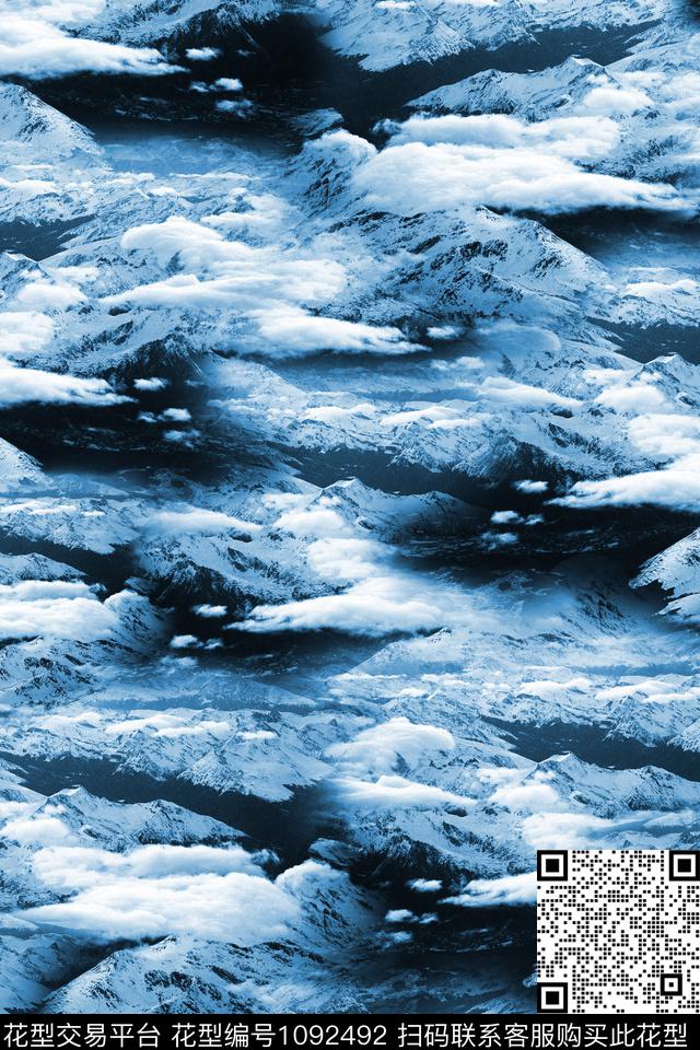 雪山男装迷彩数码印花华亿平台下载（图片编号: 1092492） - 瓦栏（Walan）