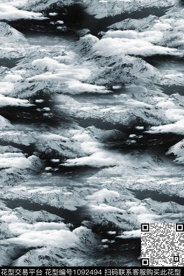 雪山男装迷彩数码印花华亿平台下载（图片编号: 1092494） - 瓦栏（Walan）