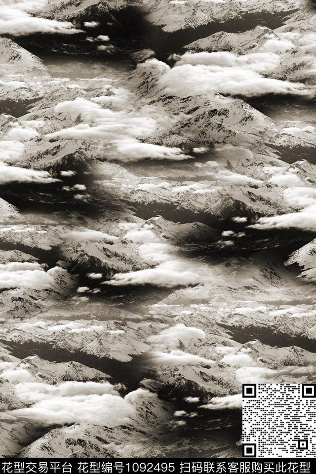 雪山男装迷彩数码印花华亿平台下载（图片编号: 1092495） - 瓦栏（Walan）