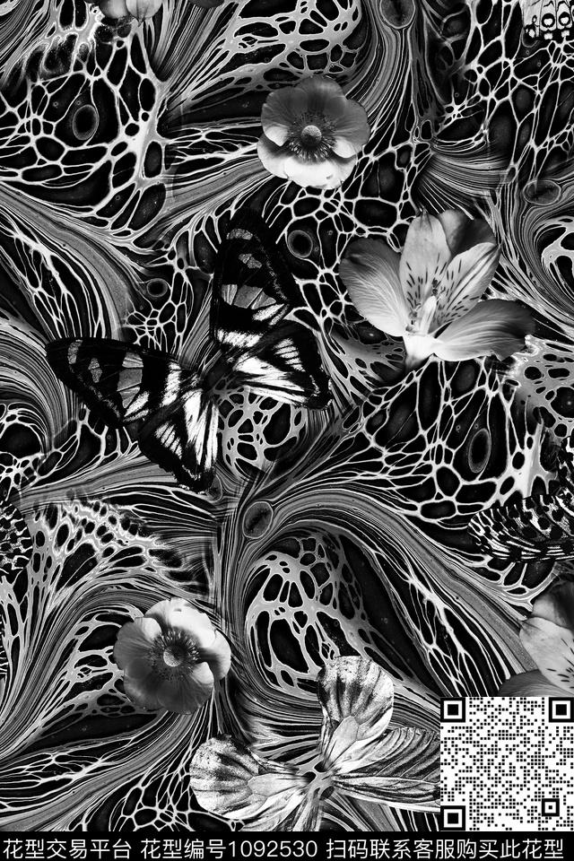 肌理抽象女装数码印花华亿平台下载（图片编号: 1092530） - 瓦栏（Walan）