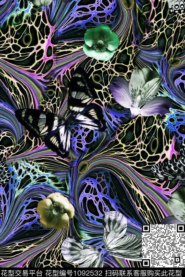 肌理抽象女装数码印花华亿平台下载（图片编号: 1092532） - 瓦栏（Walan）