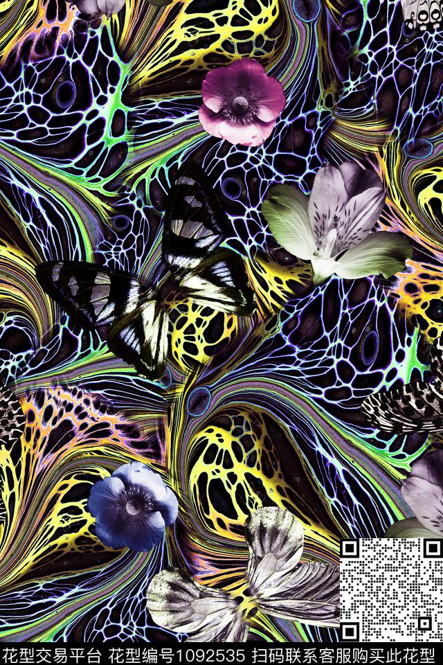 肌理抽象女装数码印花华亿平台下载（图片编号: 1092535） - 瓦栏（Walan）