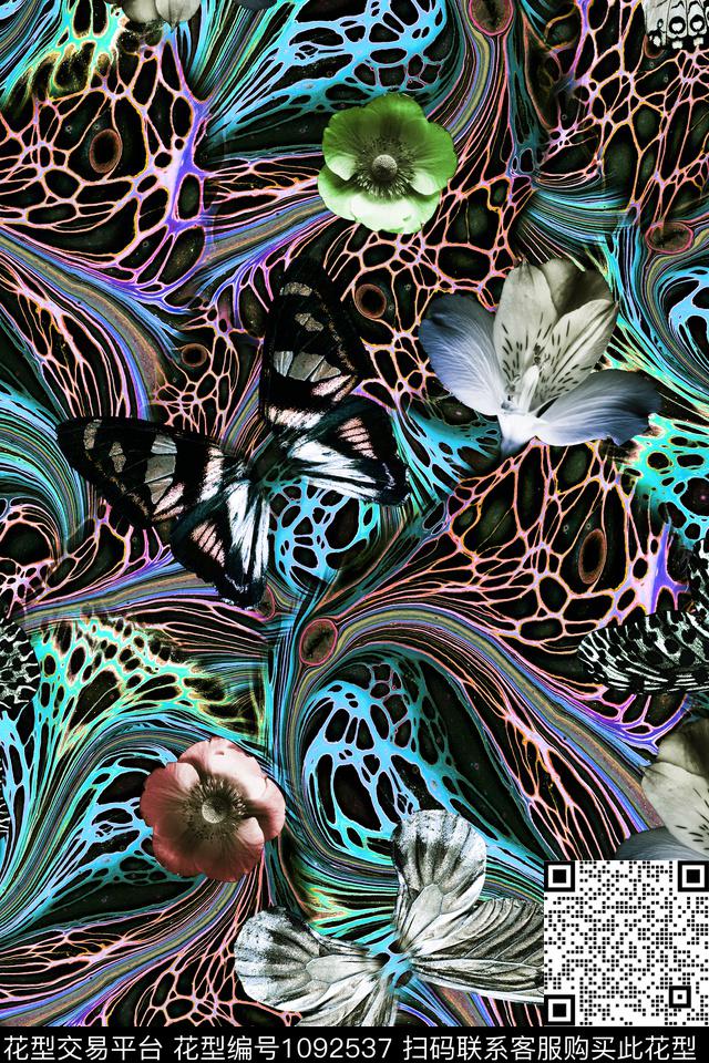 肌理抽象女装数码印花华亿平台下载（图片编号: 1092537） - 瓦栏（Walan）