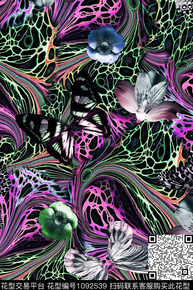 肌理抽象女装数码印花华亿平台下载（图片编号: 1092539） - 瓦栏（Walan）