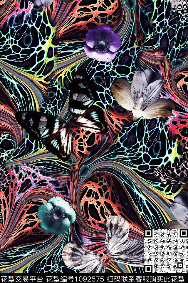 肌理抽象女装数码印花华亿平台下载（图片编号: 1092575） - 瓦栏（Walan）