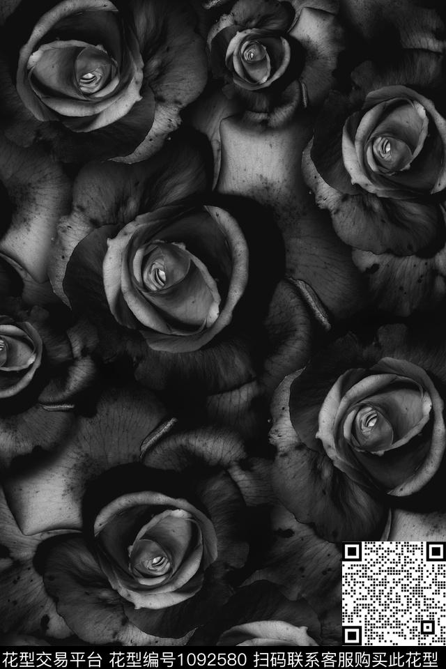 大花女装花卉数码印花华亿平台下载（图片编号: 1092580） - 瓦栏（Walan）