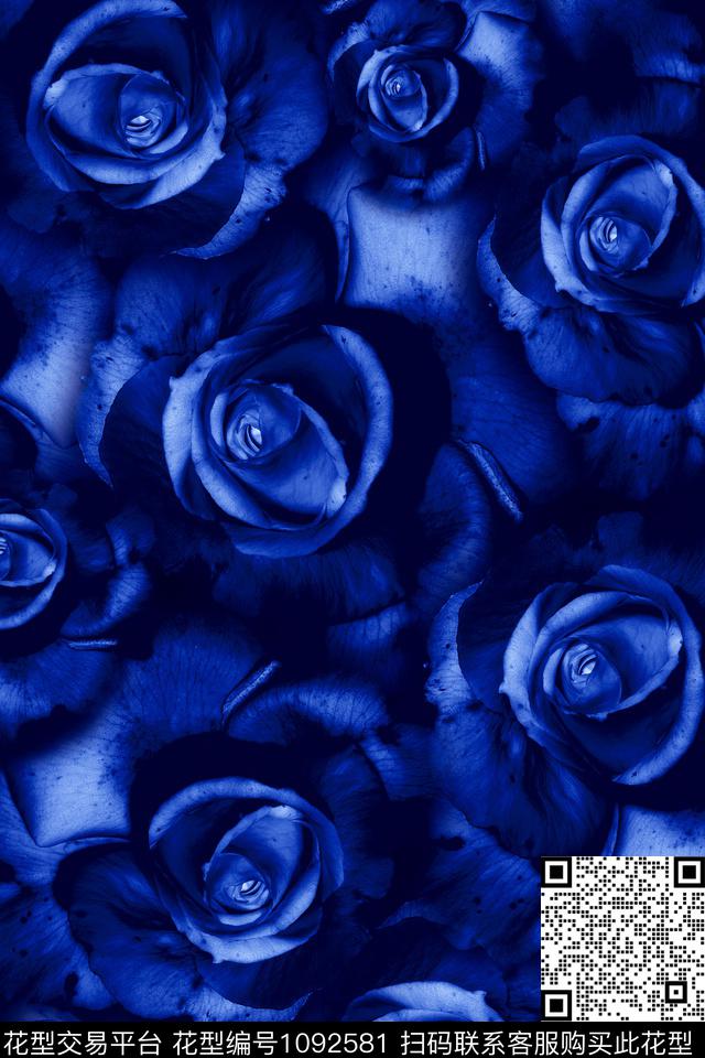 大花女装花卉数码印花华亿平台下载（图片编号: 1092581） - 瓦栏（Walan）