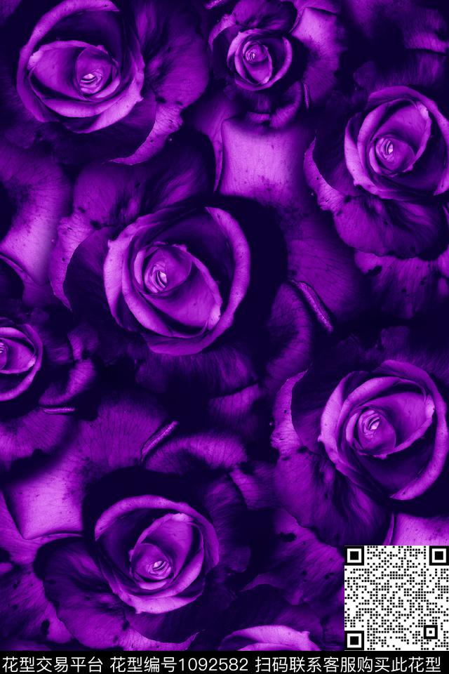 大花女装花卉数码印花华亿平台下载（图片编号: 1092582） - 瓦栏（Walan）