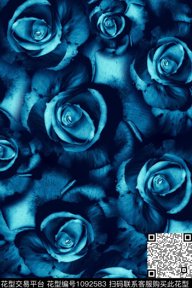 大花女装花卉数码印花华亿平台下载（图片编号: 1092583） - 瓦栏（Walan）