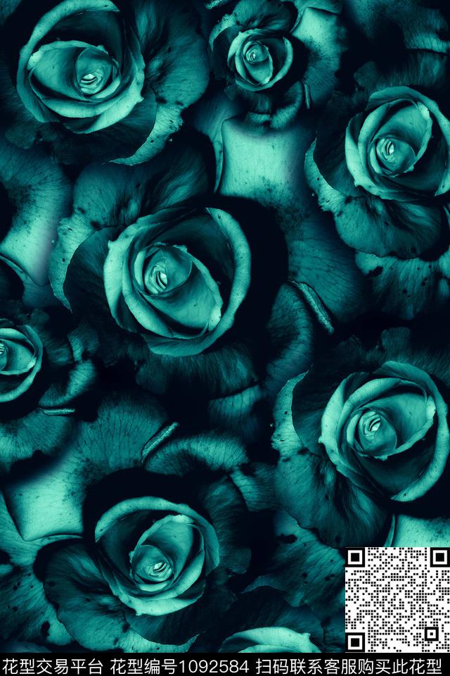 大花女装花卉数码印花华亿平台下载（图片编号: 1092584） - 瓦栏（Walan）