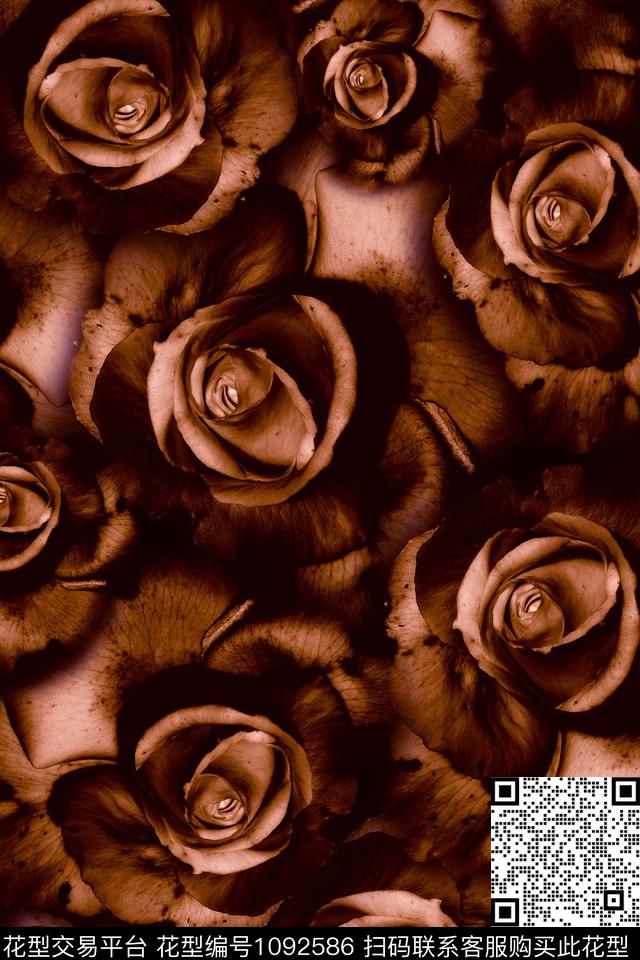 大花女装花卉数码印花华亿平台下载（图片编号: 1092586） - 瓦栏（Walan）