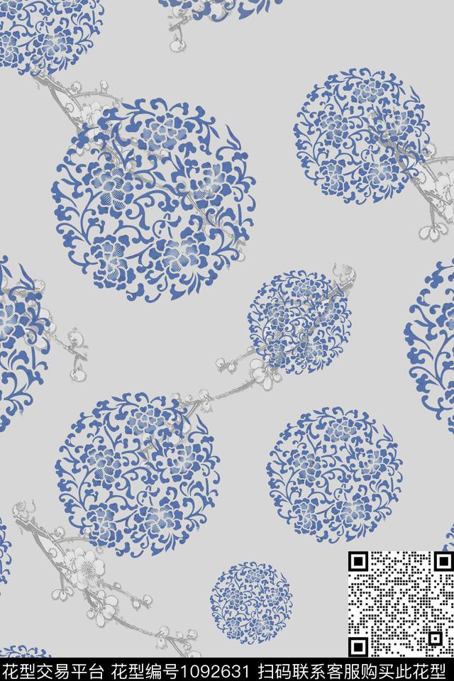 素雅花卉清爽底花卉数码印花华亿平台下载（图片编号: 1092631） - 瓦栏（Walan）