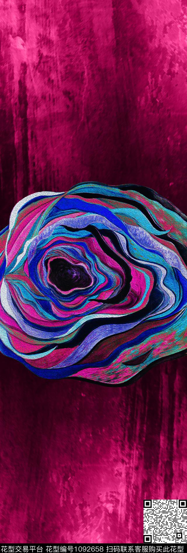大花抽象花卉定位花数码印花华亿平台下载（图片编号: 1092658） - 瓦栏（Walan）