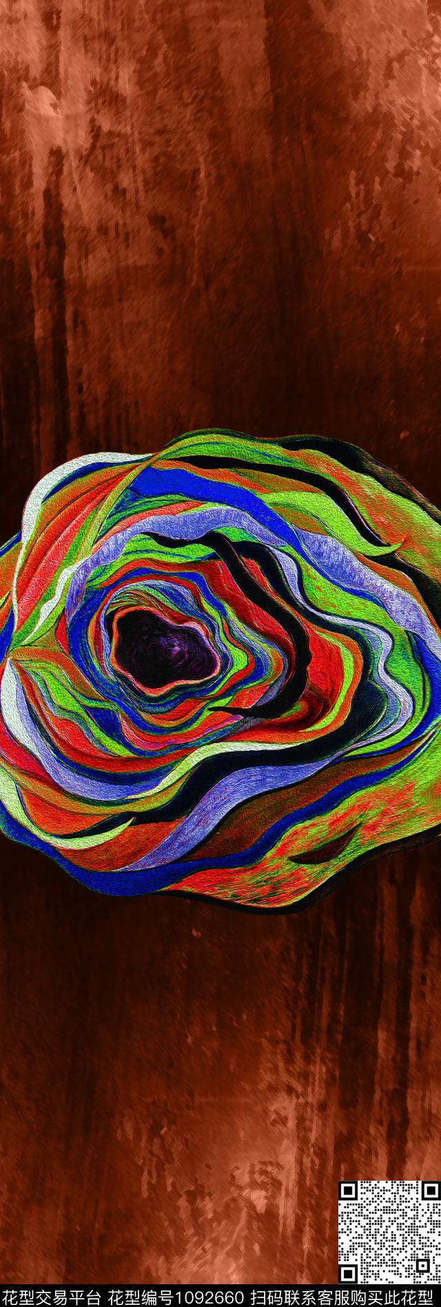 大花抽象花卉定位花数码印花华亿平台下载（图片编号: 1092660） - 瓦栏（Walan）