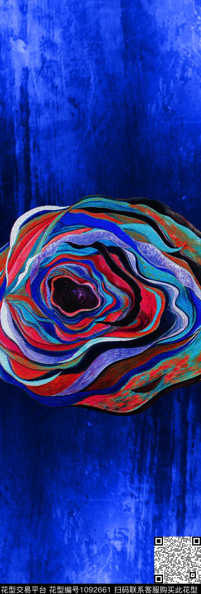 大花抽象花卉定位花数码印花华亿平台下载（图片编号: 1092661） - 瓦栏（Walan）