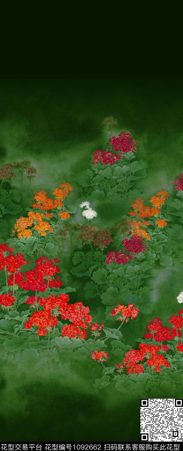 数码华亿平台中国风定位花工笔花鸟数码印花华亿平台下载（图片编号: 1092662） - 瓦栏（Walan）