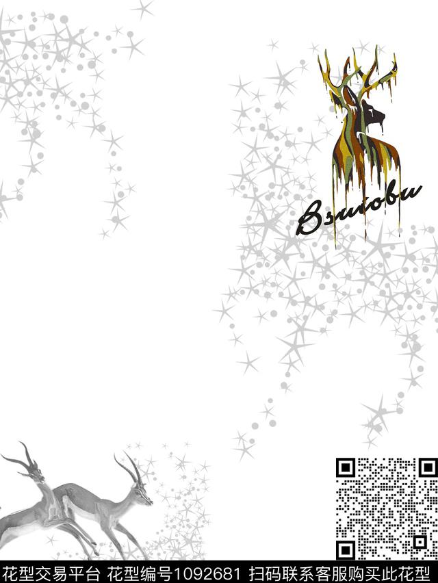 艺术鹿创意传统印花华亿平台下载（图片编号: 1092681） - 瓦栏（Walan）