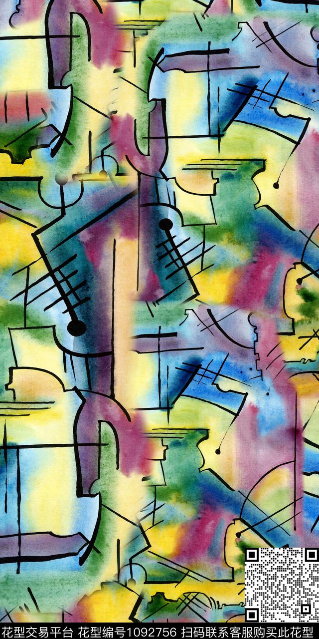 数码华亿平台抽象大牌风数码印花华亿平台下载（图片编号: 1092756） - 瓦栏（Walan）