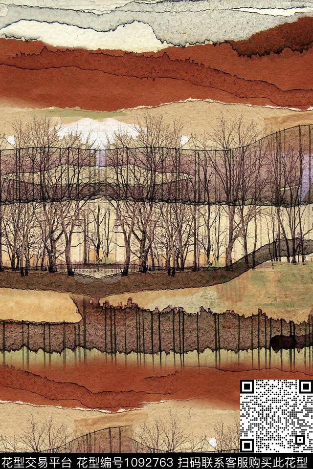 绘画休闲风景景观数码印花华亿平台下载（图片编号: 1092763） - 瓦栏（Walan）