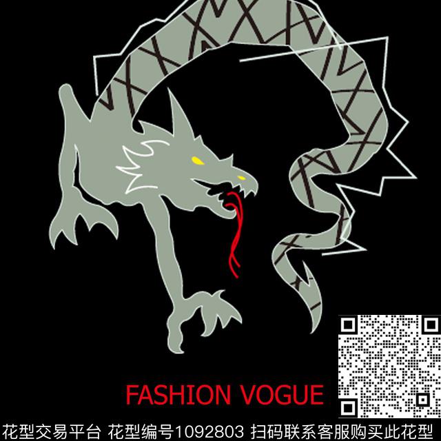 抽象男装几何龙图案印花男装定位印花传统印花华亿平台下载（图片编号: 1092803） - 瓦栏（Walan）