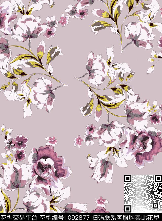 大花民族风花卉数码印花华亿平台下载（图片编号: 1092877） - 瓦栏（Walan）