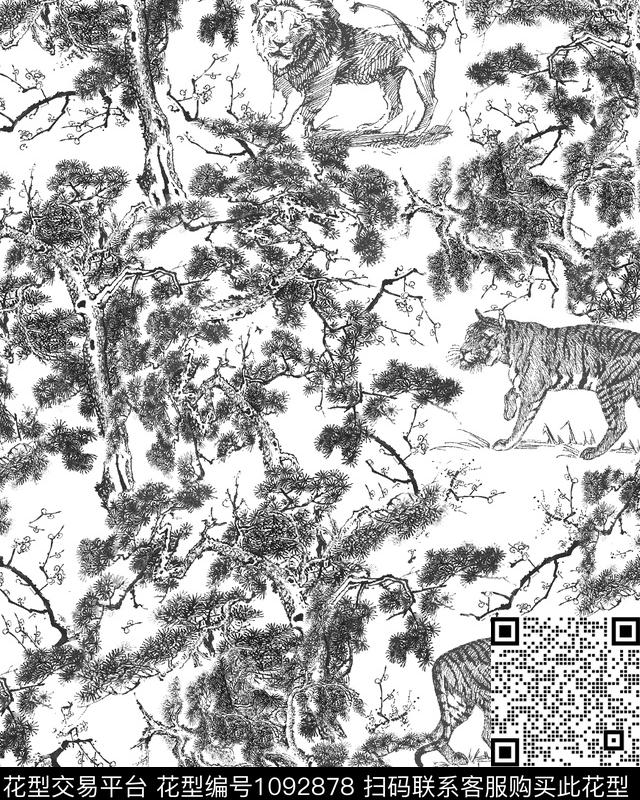 抽象动物大牌风数码印花华亿平台下载（图片编号: 1092878） - 瓦栏（Walan）